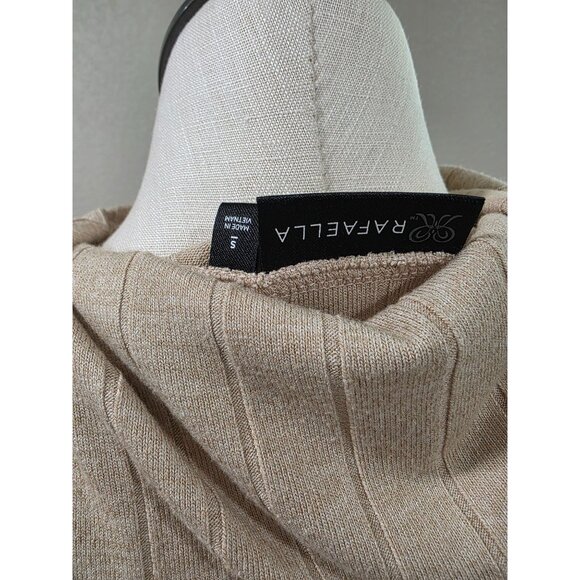 Rafaella Beige Ribbed Long-Sleeve Sweater With Button Accent Cowl Neckline Women - Picture 6 of 7